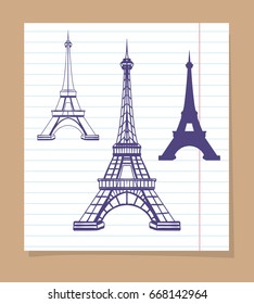 Eiffel towers set on linear page design