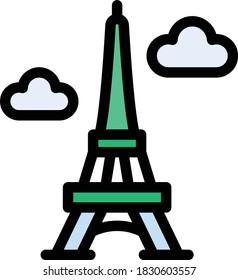 Eiffel vector flat color icon 