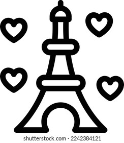 eiffel  Vector illustration on a transparent background. Premium quality symmbols. Thin line vector icons for concept and graphic design. 
