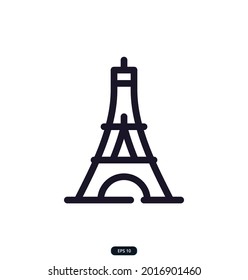 eiffel_tower icon. Travel landmarks and travel destinations icons. Paris and London, Moscow and New York, Dubai, and more. Vector illustration isolated in white background