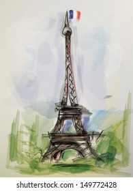 Eiffel-tower Water color, Artwork (Vector)