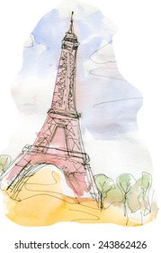 Eiffel-tower Water Color, Artwork (Vector)