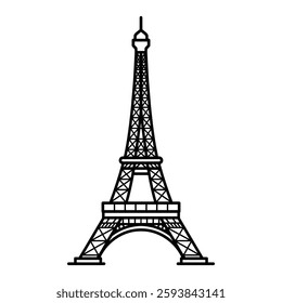 Eiffet tower silhouette vector illustration, doodle design, minimalist design, isolated on a white background