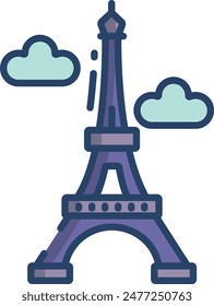 Eiffle tower linear color vector illustration