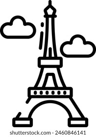Eiffle tower outline icon vector illustration