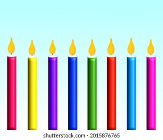 Eight 3D Multicolor Birthday Candle Vector