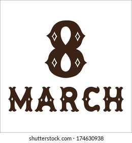 The eight 8 of march date. Sketch element for international women's day. Eps 10 vector illustration