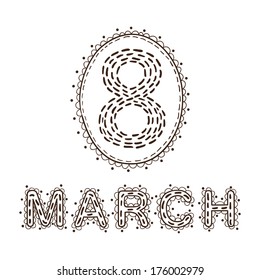 The eight 8 of march date. Sketch element for international women's day. Eps 10 vector illustration
