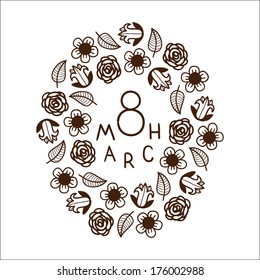 The eight 8 of march date. Sketch element for international women's day. Eps 10 vector illustration