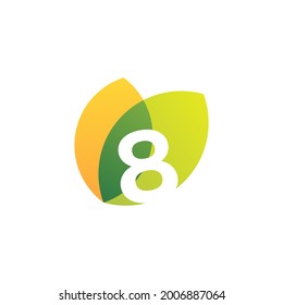 eight 8 number leaf overlapping color logo vector icon illustration