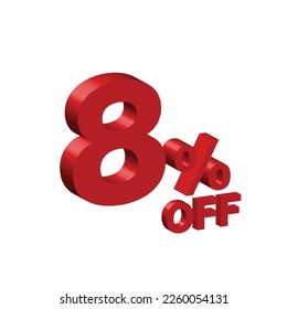 eight 8 percent off 3d vector illustration 