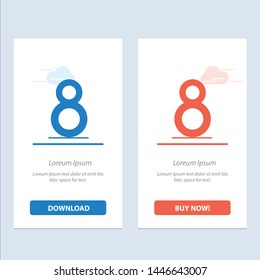 Eight, 8th, 8,   Blue and Red Download and Buy Now web Widget Card Template