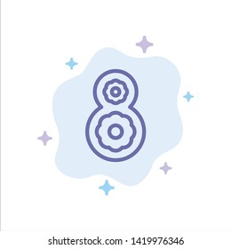 Eight, 8th, 8, Flower Blue Icon on Abstract Cloud Background
