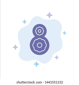 Eight, 8th, 8, Flower Blue Icon on Abstract Cloud Background