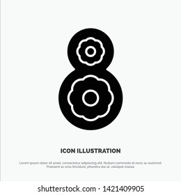 Eight, 8th, 8, Flower Solid Black Glyph Icon