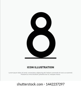 Eight, 8th, 8,  Solid Black Glyph Icon