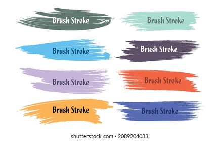 Eight abstract colorful grunge brush stroke set design