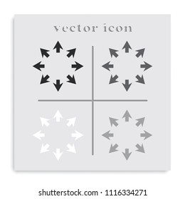 Eight arrows flat black and white vector icon.