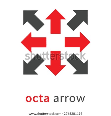 Eight arrows pointing in all directions on white background icon