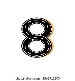 eight asphalt road flat image vector illustration