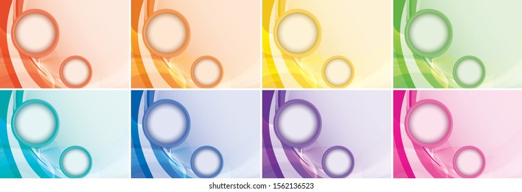 Eight backgrounds with round patterns illustration