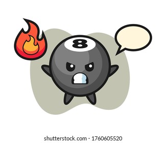 Eight ball billiard cartoon with angry gesture