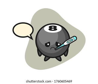 Eight ball billiard cartoon with fever condition