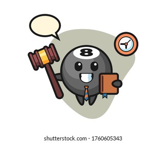 Eight ball billiard cartoon as a judge