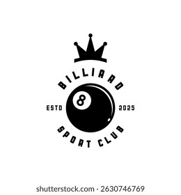 Eight ball of billiard sport and crown 