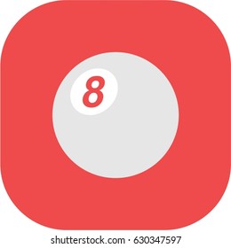 eight ball icon, billiard logo, red pool, grey