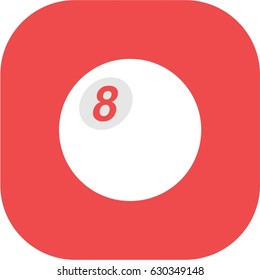 eight ball icon, billiard logo, red pool