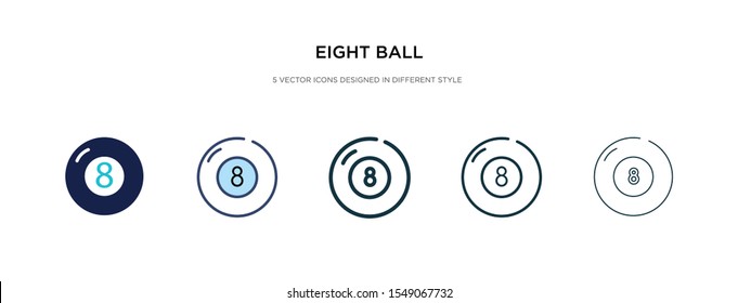 eight ball icon in different style vector illustration. two colored and black eight ball vector icons designed in filled, outline, line and stroke style can be used for web, mobile, ui