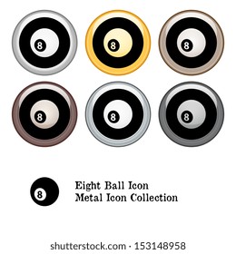 Eight Ball Icon Metal Icon Set