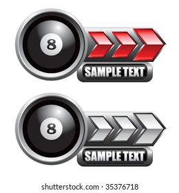 eight ball on glossy arrow web button