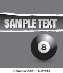 eight ball on ripped colored paper