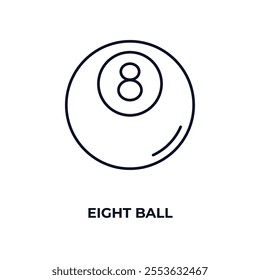 eight ball outline icon. Linear vector from entertainment concept. Thin line eight ball icon isolated on white background