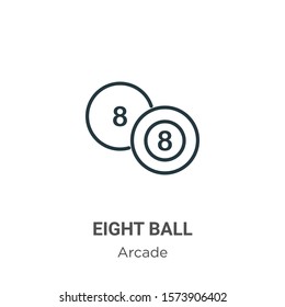 Eight ball outline vector icon. Thin line black eight ball icon, flat vector simple element illustration from editable arcade concept isolated on white background