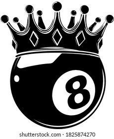 Eight Ball Pool Crown vector illustration design black silhouette