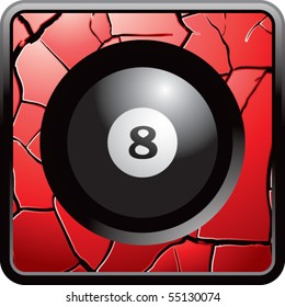 eight ball red cracked web button