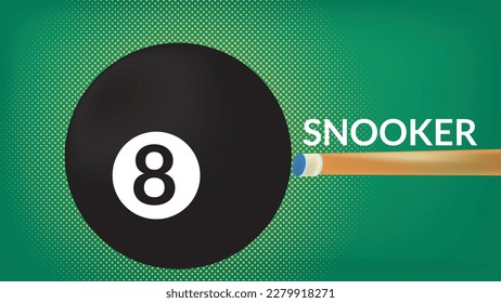 Ocho bolas con texto de snooker. afiche de la competencia de billar