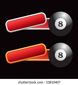 eight ball tilted red banners