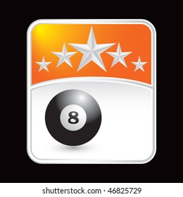 eight ball under orange star backdrop