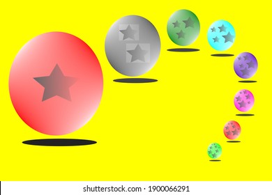 Eight balls with star contents in them ranging from one to eight. like a dragon ball character