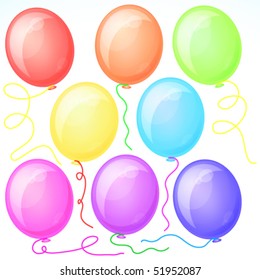 Ocho Bellos Globos De Fiesta. Vector.