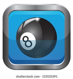 Eight billiard ball in square button design