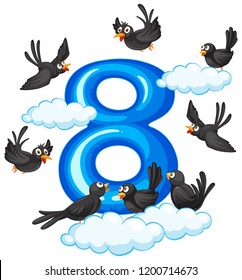 Eight bird on sky illustration