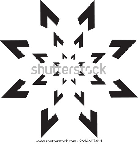 Eight black concentric star points vector logo