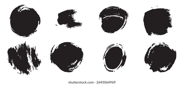 Eight Black Ink Splatter Brush Strokes HighResolution Texture Pack.