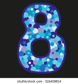 eight blue on black background