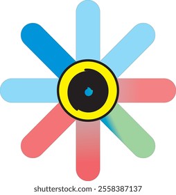 eight boxes with round on center